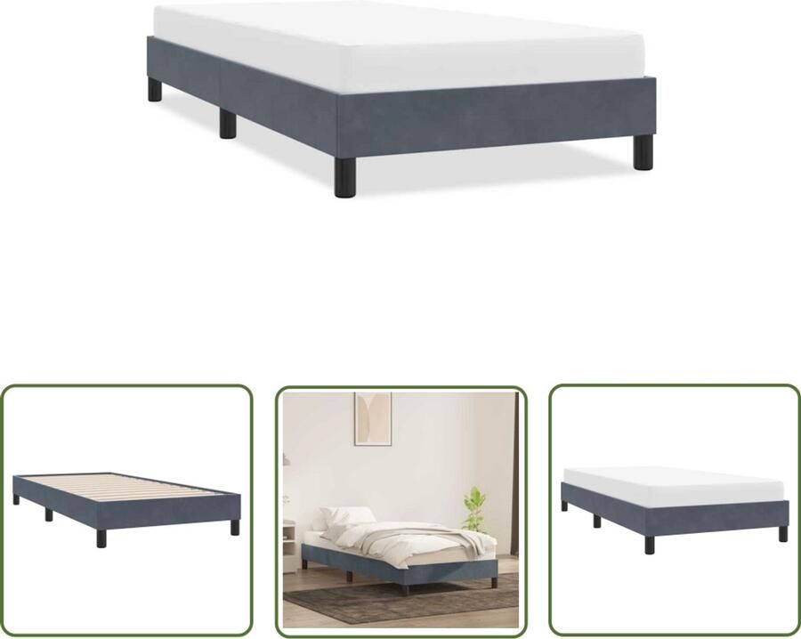 VidaXL Donkere Kleur Bed Frame Bedframe zonder matras 80x220 cm fluweel donkergrijs Fluweel Tweepersoonsbed Boxspring