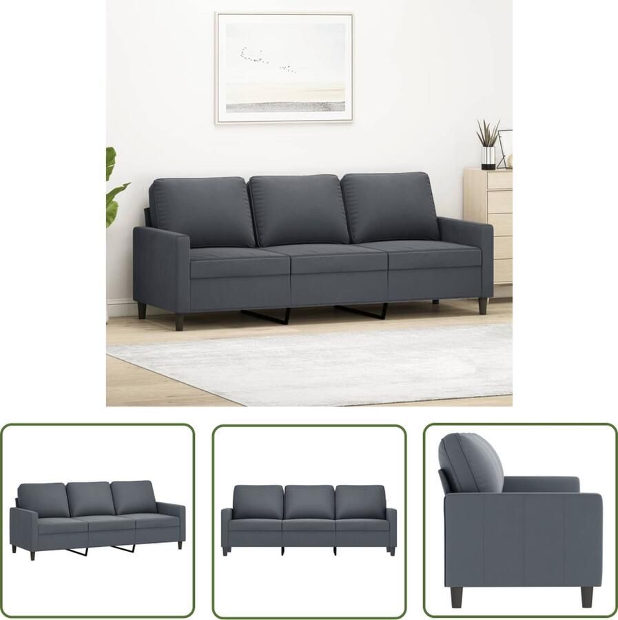 The Living Store Bank Fluwelen 3-zitsbank 198 x 77 x 80 cm Donkergrijs Luxe Fluweel en Stevig Metalen Frame 3-zitsbank Donkere Kleuren Fluweel Sofa Luxe Bank Salon Meubilair