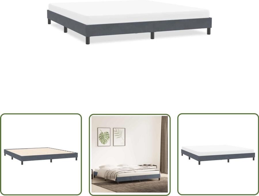 VidaXL Donkere Kleuren Bedframe zonder matras 200x220 cm fluweel donkergrijs Fluweel Bed Tweepersoons Bed Boxspring Bed