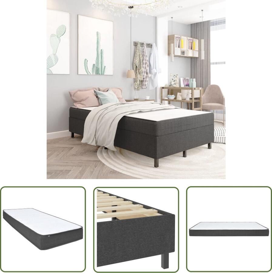 The Living Store Boxspring stof donkergrijs 120x200 cm Boxspring Boxsprings Boxspringbed Boxspringbedden Hotelbed Hotelbedden Bed Bedden Tweepersoonsbed Tweepersoonsbedden Slaapmeubel