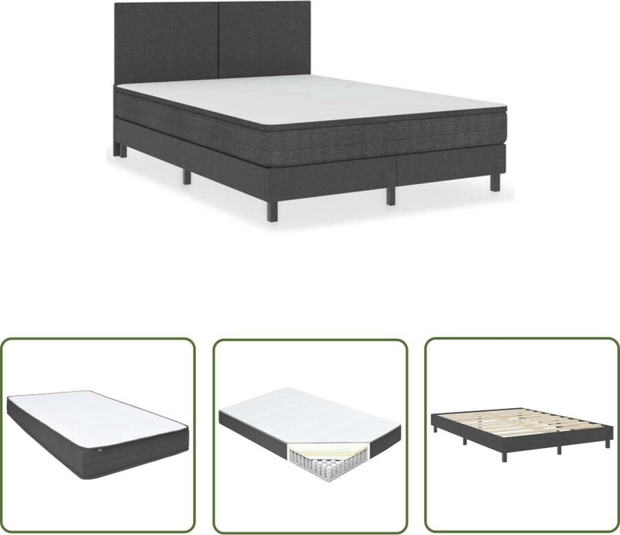 The Living Store Boxspring stof donkergrijs 160x200 cm Boxspring Boxsprings Boxspringbed Boxspringbedden Hotelbed Hotelbedden Bed Bedden Tweepersoonsbed Tweepersoonsbedden Slaapmeubel - Foto 5