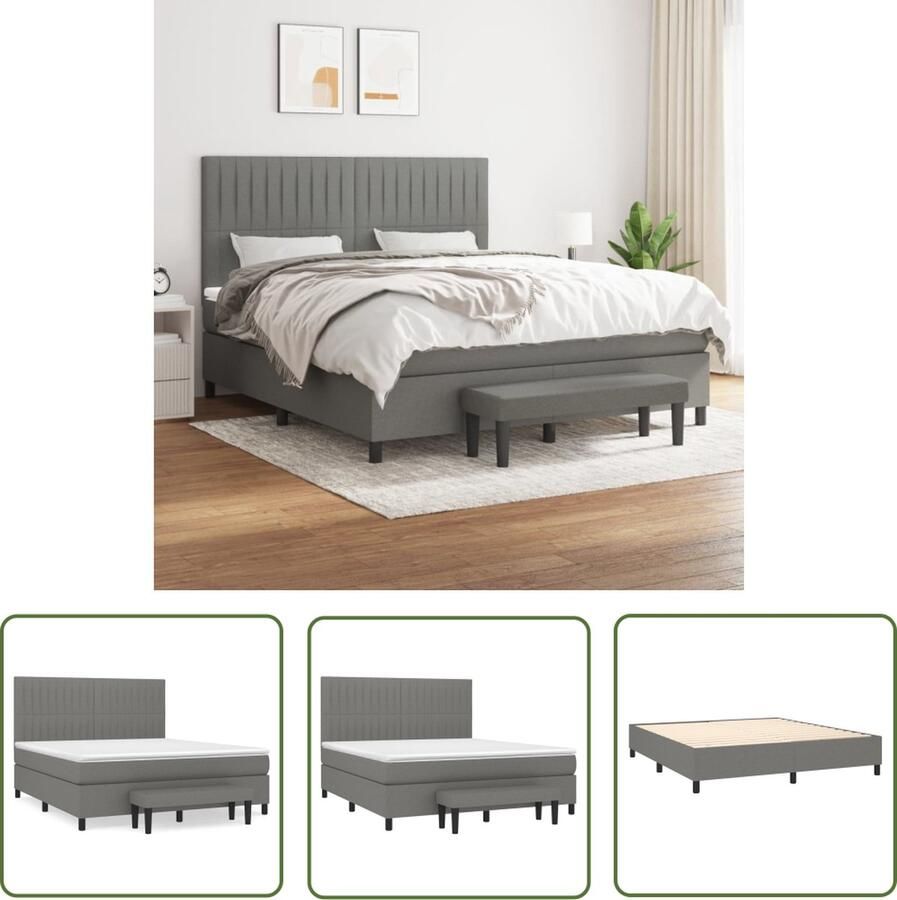 The Living Store Boxspringbed Donkergrijs 203x160x118 128 cm Pocketvering Matras Topmatras Boxspringbed Donkere Kleuren Tweepersoonsbed Pocketveermatras Boxspring Frame