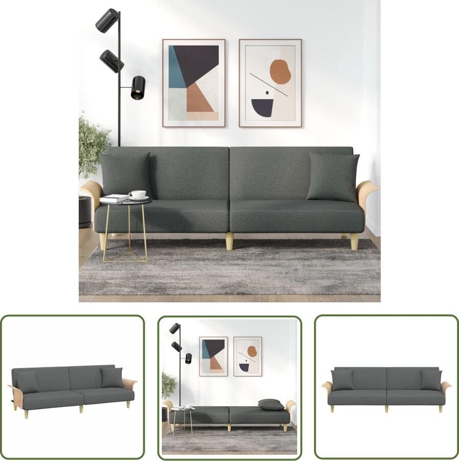 The Living Store Slaapbank Donkergrijs 224 x 89 x 70 cm Verstelbare rugleuning Comfortabele zitervaring Slaapbank Donkere Kleuren Comfortabele Zitbank Multifunctioneel Meubilair Slaapkamermeubel - Foto 2