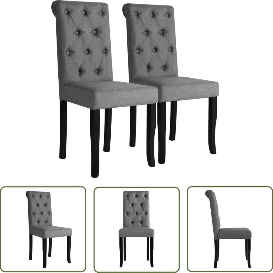 The Living Store Eetstoelen Massief hout Set van 2 42x52x96cm Donkergrijs Zachte bekleding Eetkamerstoelen Donkere Meubels Moderne Stoelen Houten Stoelen Luxe Stoelen - Foto 2