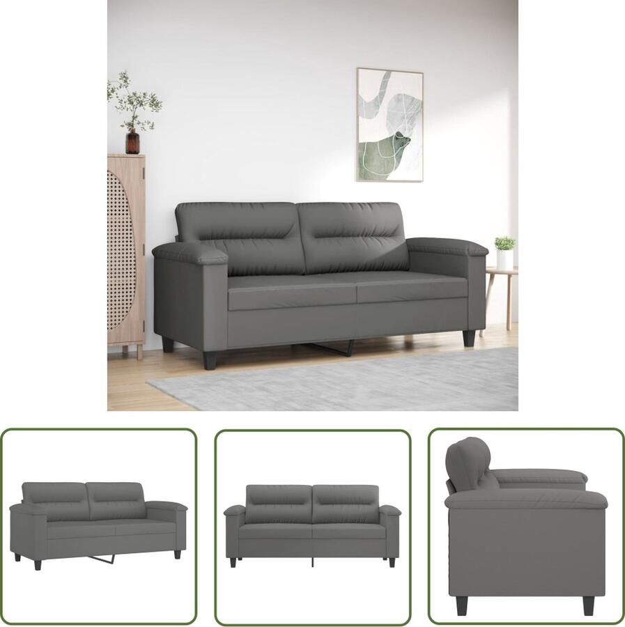 The Living Store Bank Donkergrijs Microvezel Comfortabele 2-zitsbank 170x77x80 cm Stevig frame Tweezitsbank Donkere Meubels Microfiber Bank Banks Kopen Salontafel