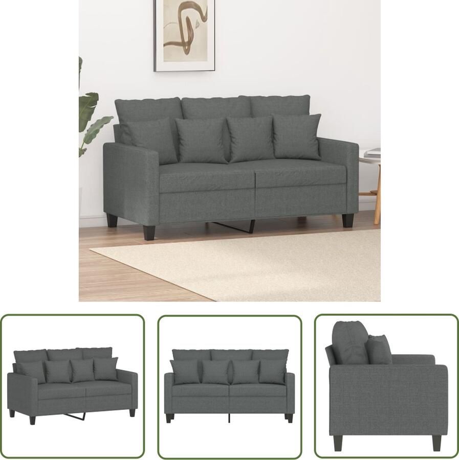 The Living Store Bank Liam 2-zits 138 x 77 x 80 cm Donkergrijs Tweezitsbank Donkergrijs Bank Banks Kopen Salon Meubilair Lounge Bank - Foto 2