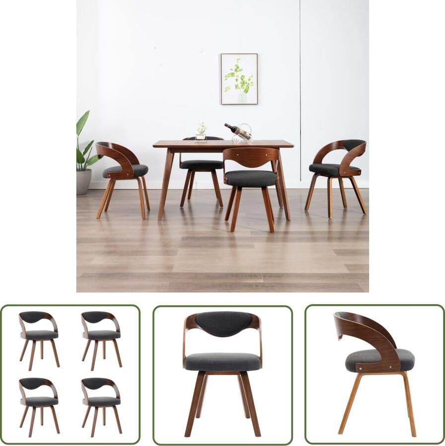 The Living Store Eetkamerstoel Massief Hout Donkergrijs Donkerbruin 53x54x77cm Comfortabel en tijdloos Eetkamerstoel Donkergrijs Donkere Bruine Meubels Vintage Stoel Salontafel - Foto 2