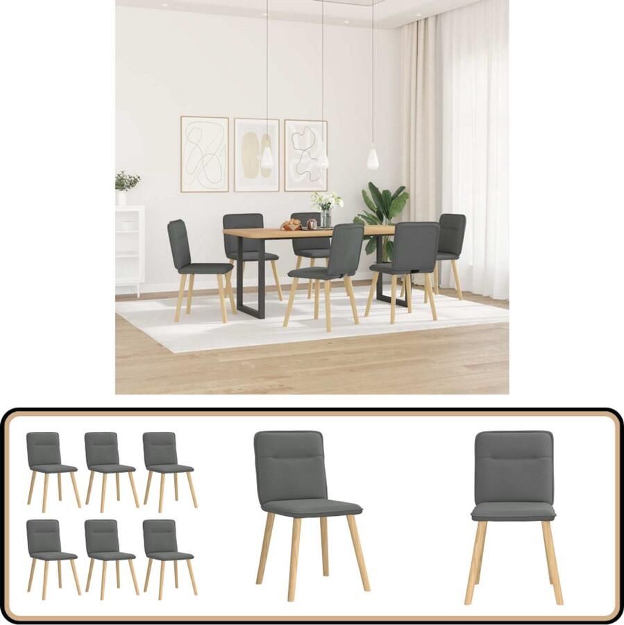 VidaXL Donkergrijze Eetkamerstoelen 6 stuks Eettafelstoel Eetkamerstoel Donkere Stoel Moderne Stoel Comfortabele Stoel