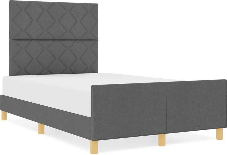 VidaXL Bedframe met hoofdeinde Donkergrijs 120 x 190 cm Stof - Foto 2