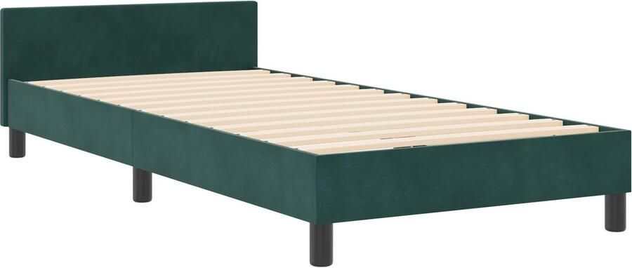 VidaXL Bedframe met hoofdeinde Donkergroen 90 x 190 cm Fluweel - Foto 2
