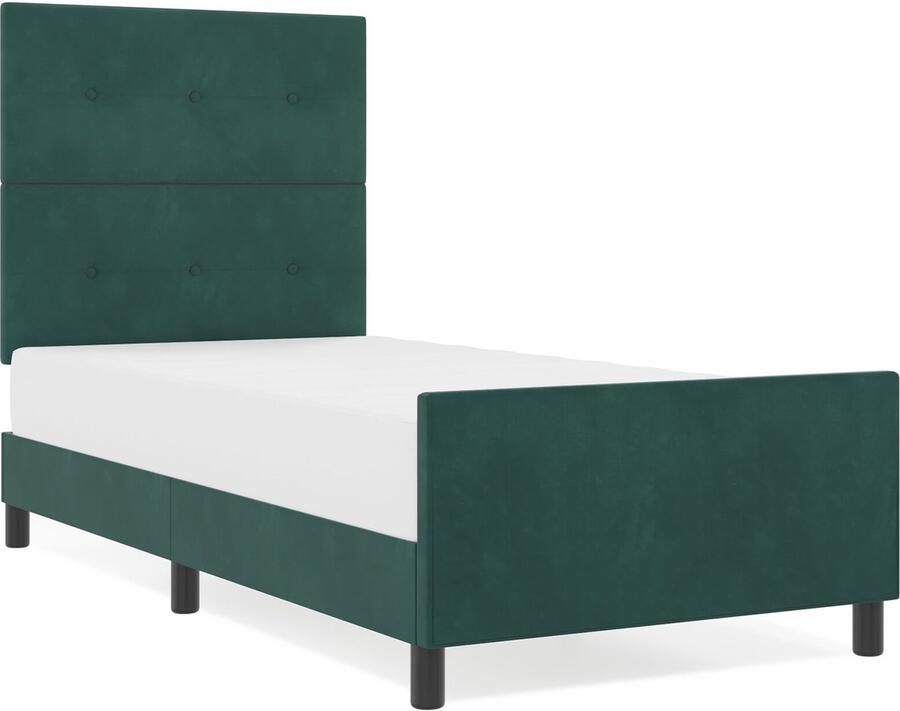 VidaXL Donkergroen Velvet Bedframe 100 x 200 cm Modern Eigentijds - Foto 2