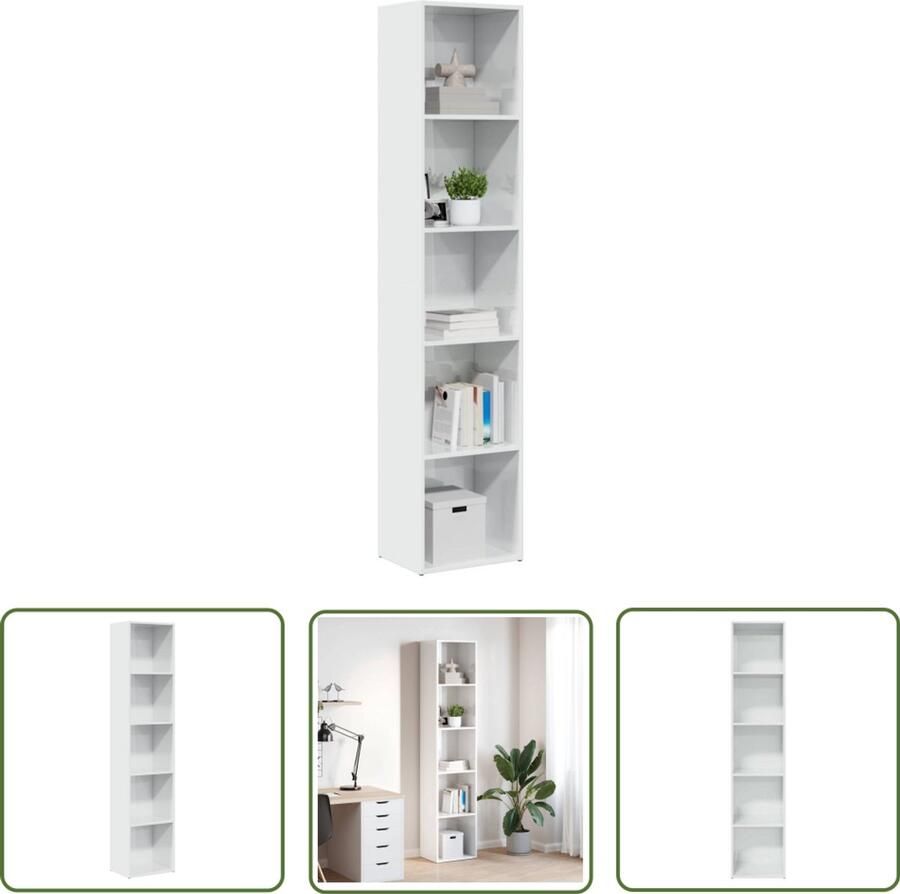 VidaXL Boekenkast 40x30x189 cm bewerkt hout hoogglans wit Draaibare Sleutel Draai Moment Torque Wrench Gereedschapset Mechanica