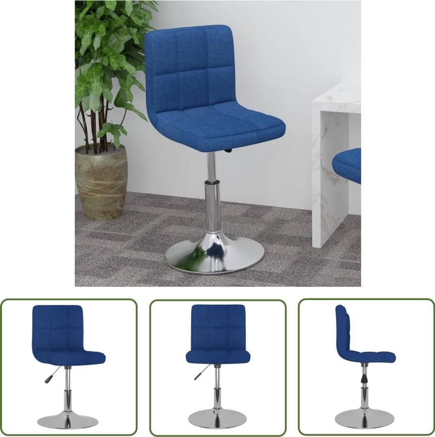The Living Store Barkruk draaibaar stof blauw Barstoel Draaibare Barkruk Blauwe Barkruk Comfortabele Barkruk Industriële Barkruk
