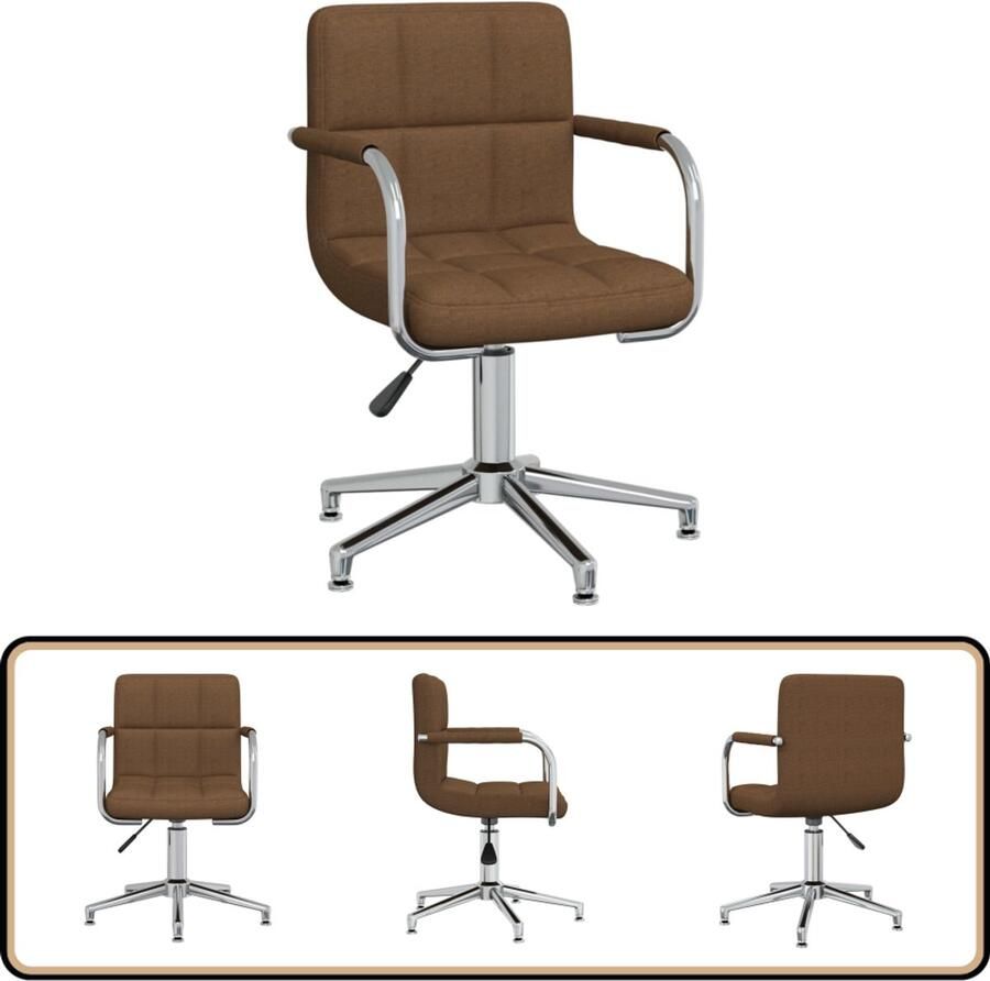 VidaXL Draaibare Eetkamerstoel Bruin Stof Eettafelstoel Draaibare Stoel Design Stoel Eetkamerstoel Bruin Comfortabele Stoel