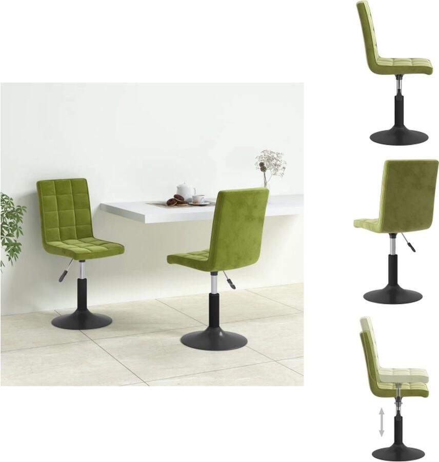 VidaXL Draaibare Eetkamerstoel Draaibare Eetkamerstoelen Eetkamerstoel Eetkamerstoelen draaibaar 2 st fluweel lichtgroen