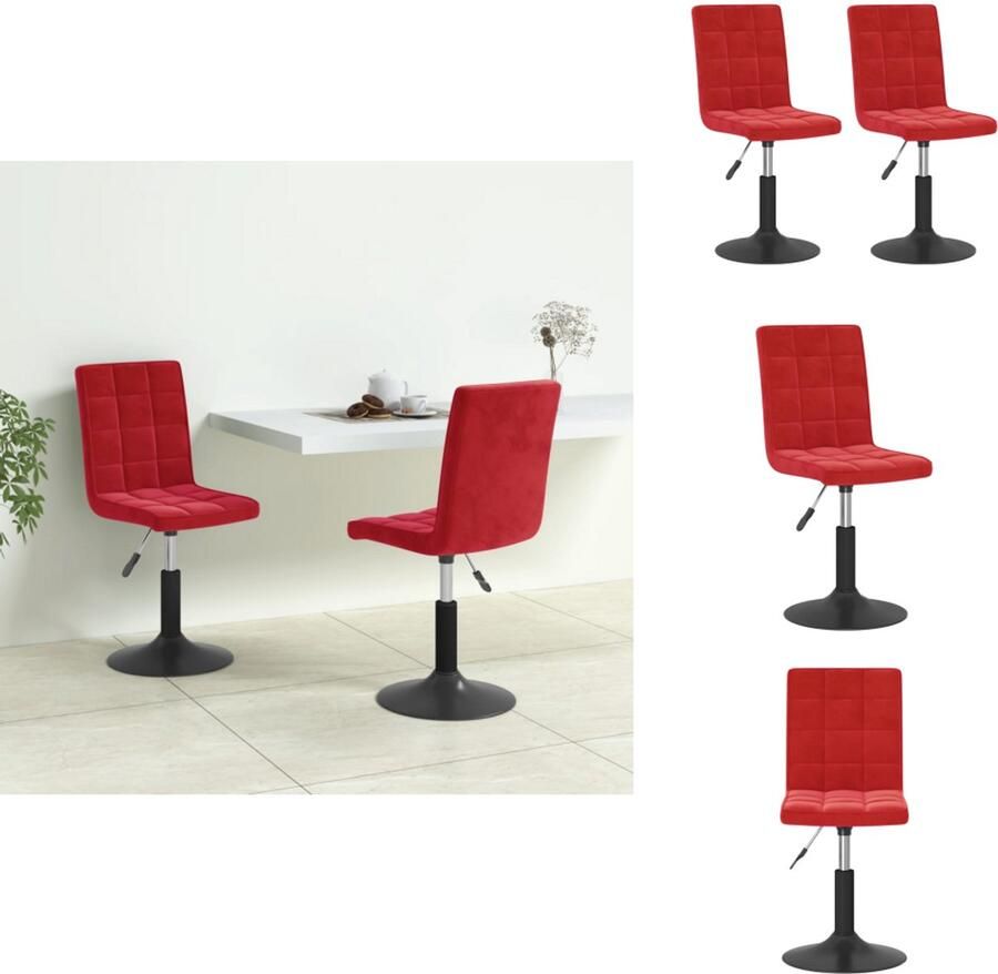 VidaXL Draaibare Eetkamerstoel Draaibare Eetkamerstoelen Eetkamerstoel Eetkamerstoelen draaibaar 2 st fluweel wijnrood