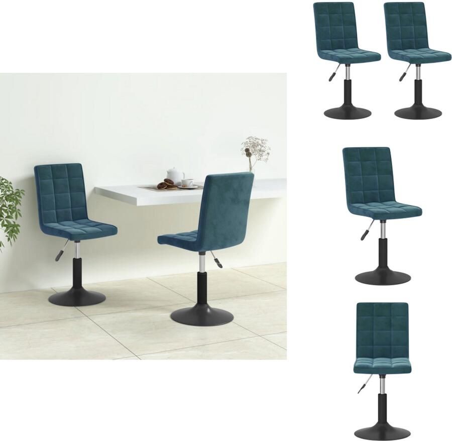 VidaXL Draaibare Eetkamerstoel Draaibare Eetkamerstoelen Eetkamerstoel Eetkamerstoelen draaibaar 2 st fluweel blauw