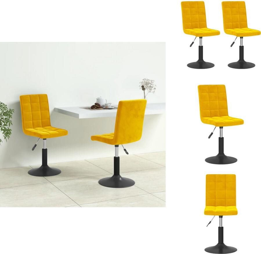 VidaXL Draaibare Eetkamerstoel Draaibare Eetkamerstoelen Eetkamerstoel Eetkamerstoelen draaibaar 2 st fluweel mosterdgeel