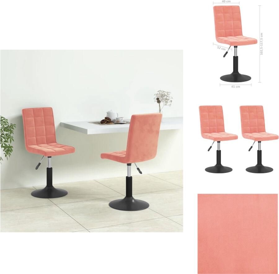 VidaXL Draaibare Eetkamerstoel Draaibare Eetkamerstoelen Eetkamerstoel Eetkamerstoelen draaibaar 2 st fluweel roze