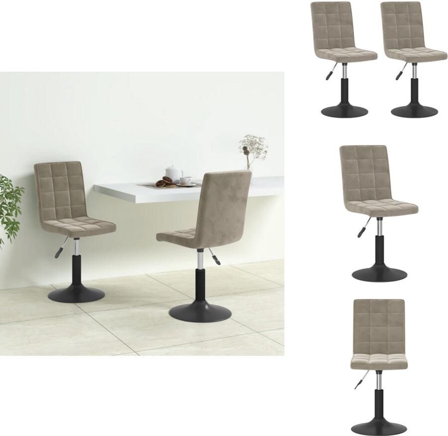 VidaXL Draaibare Eetkamerstoel Draaibare Eetkamerstoelen Eetkamerstoel Eetkamerstoelen draaibaar 2 st fluweel lichtgrijs