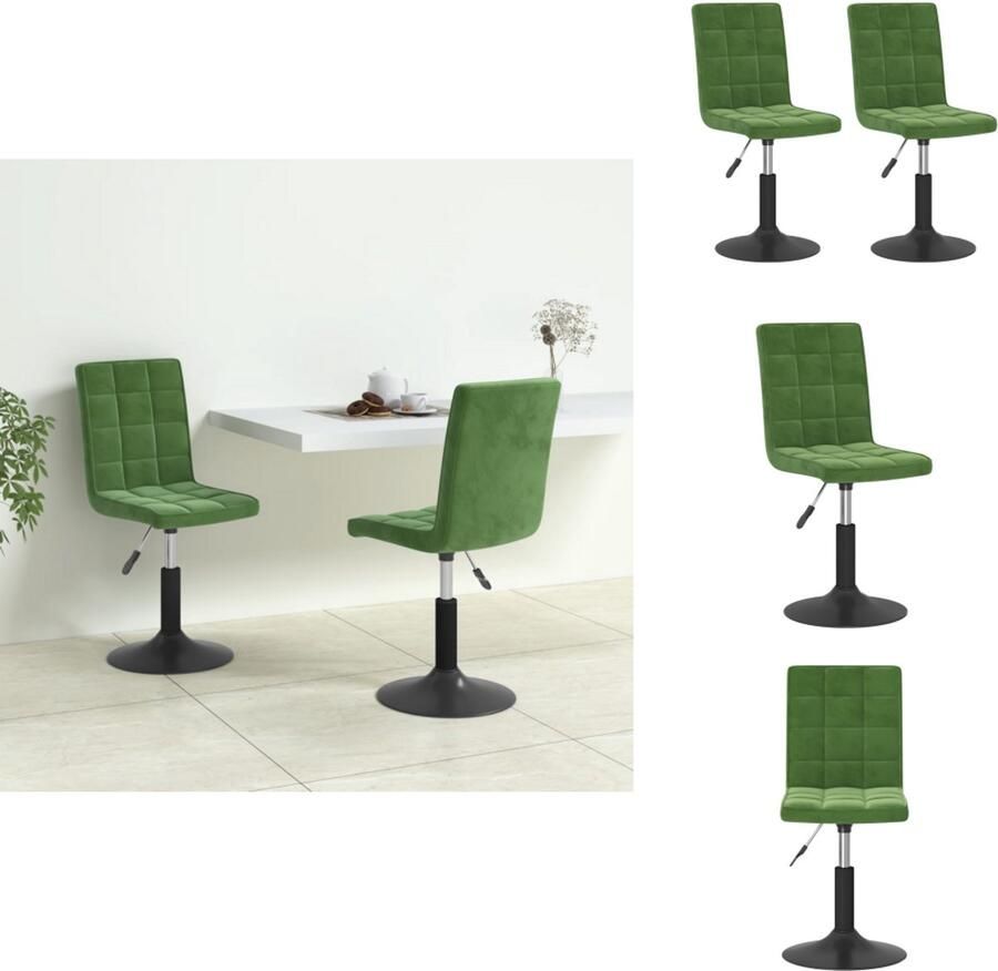 VidaXL Draaibare Eetkamerstoel Draaibare Eetkamerstoelen Eetkamerstoel Eetkamerstoelen draaibaar 2 st fluweel donkergroen