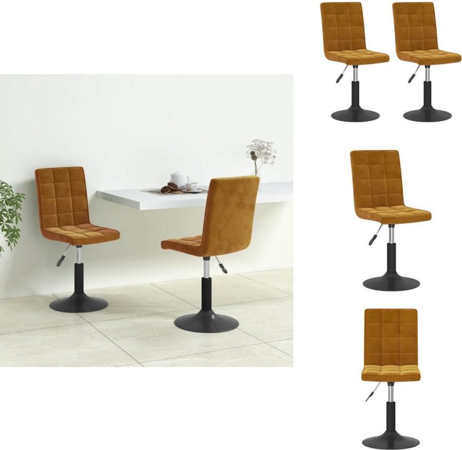 VidaXL Draaibare Eetkamerstoel Draaibare Eetkamerstoelen Eetkamerstoel Eetkamerstoelen draaibaar 2 st fluweel bruin