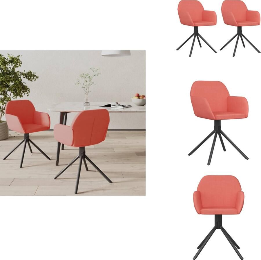 VidaXL Draaibare Eetkamerstoel Draaibare Eetkamerstoelen Eetkamerstoel Keukenstoel Eetkamerstoelen draaibaar 2 st fluweel roze