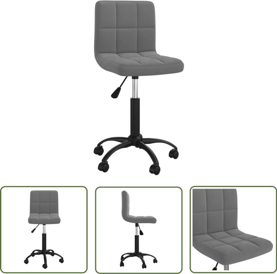 VidaXL Draaibare Eetkamerstoel Fluweel Donkergrijs Draaibare Eetkamerstoel Velvet Donkere Grijze Eetkamerstoel Verstelbare Eetkamerstoel Ergonomische Eetkamerstoel