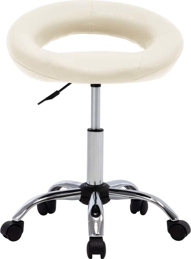 VidaXL Draaibare Eetkamerstoel Kunstleer Crème Draaibare Eetstoel Eetkamerstoel Kunstleder Creme Comfortabel