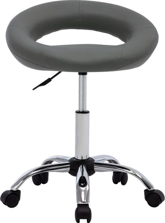 VidaXL Draaibare Eetkamerstoel Kunstleer Grijs Draaibare Eetstoel Eetkamerstoel Kunstleder Stoel Grijze Stoel Moderne Stoel Comfortabele Stoel Gasveren Mechanisme Roterende Stoel Bureaustoel Keukenstoel
