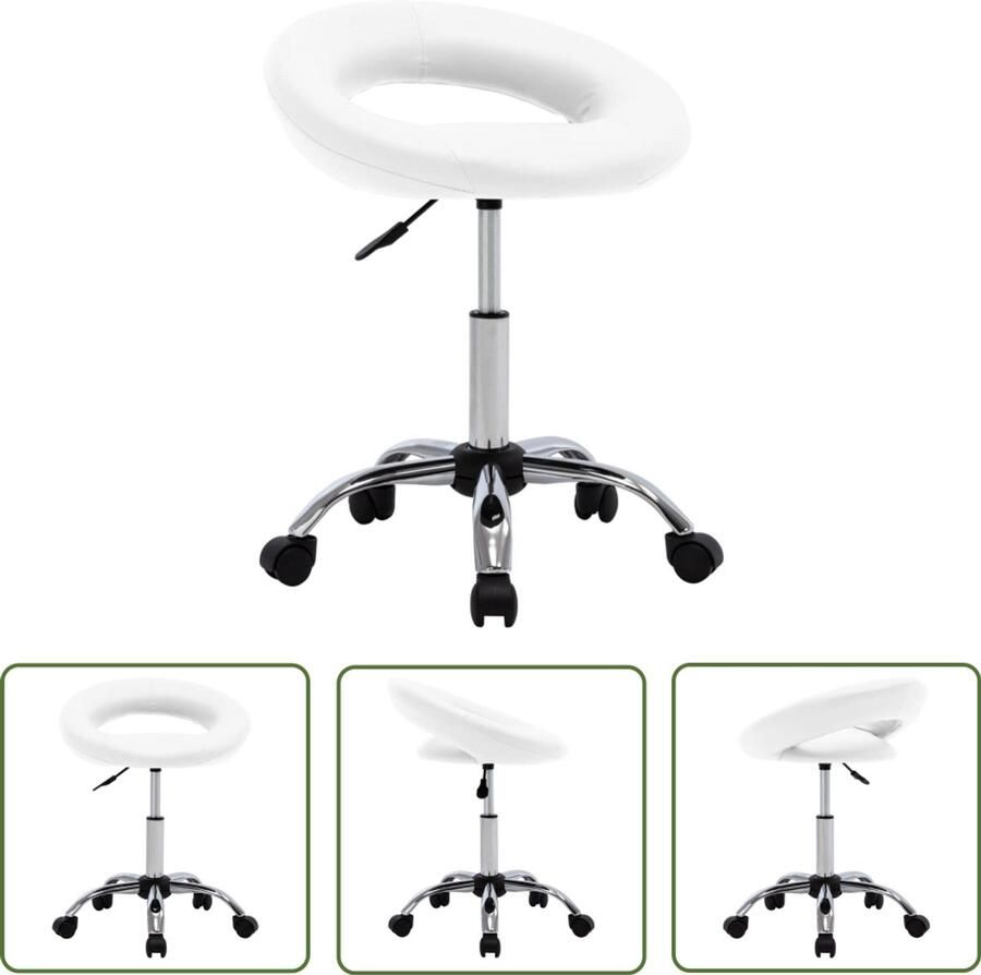 VidaXL Draaibare Eetkamerstoel Kunstleer Wit Eettafelstoel Draaiende Stoel Eetkamerstoel Kunstleder Stoel Witte Stoel Moderne Stoel Comfortabele Stoel Gasveren Mechanisme Roterende Stoel Bureaustoel