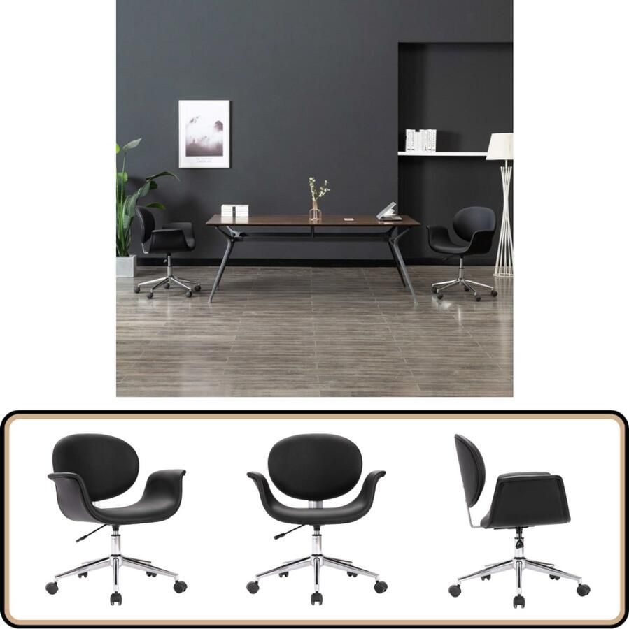 VidaXL Draaibare Eetkamerstoel Kunstleer Zwart Draaibare Eetkamerstoel Zwart Kunstleder Stoel Zwarte Eetkamerstoel Comfortabele Eetkamerstoel Modere Eetkamerstoel