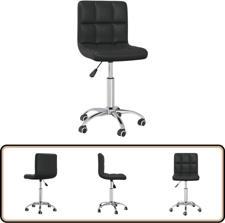 VidaXL Draaibare Eetkamerstoel Kunstleer Zwart Eetkamerstoel Draaibare Stoel Kunstlederen Stoel Zwarte Stoel Ergonomische Stoel