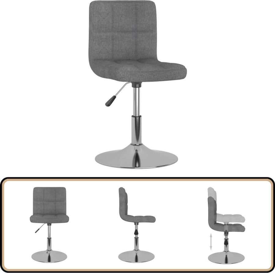 VidaXL Draaibare Eetkamerstoel Lichtgrijs In Hoogte Verstelbaar Eettafel Stoel Draaiende Stoel Eetkamerstoel Grijs Design Stoel Comfortabele Stoel