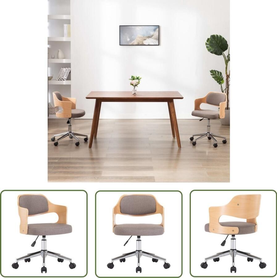 VidaXL Draaibare Eetkamerstoel Taupe Stof & Hout Eetkamerstoel Stoel Taupe Comfortabel Draaibaar Vintage Industrieel Modern Woonaccessoires