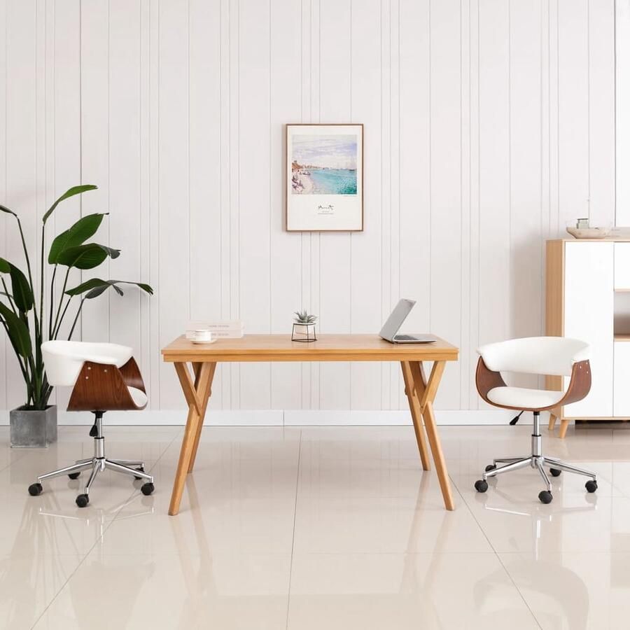 VidaXL Draaibare Eetkamerstoel Wit Kunstleer Eetkamerstoel Draaibare Stoel Kunstleder Stoel Witte Stoel Eetkamer Meubels Keukenstoel Bureaustool - Foto 2