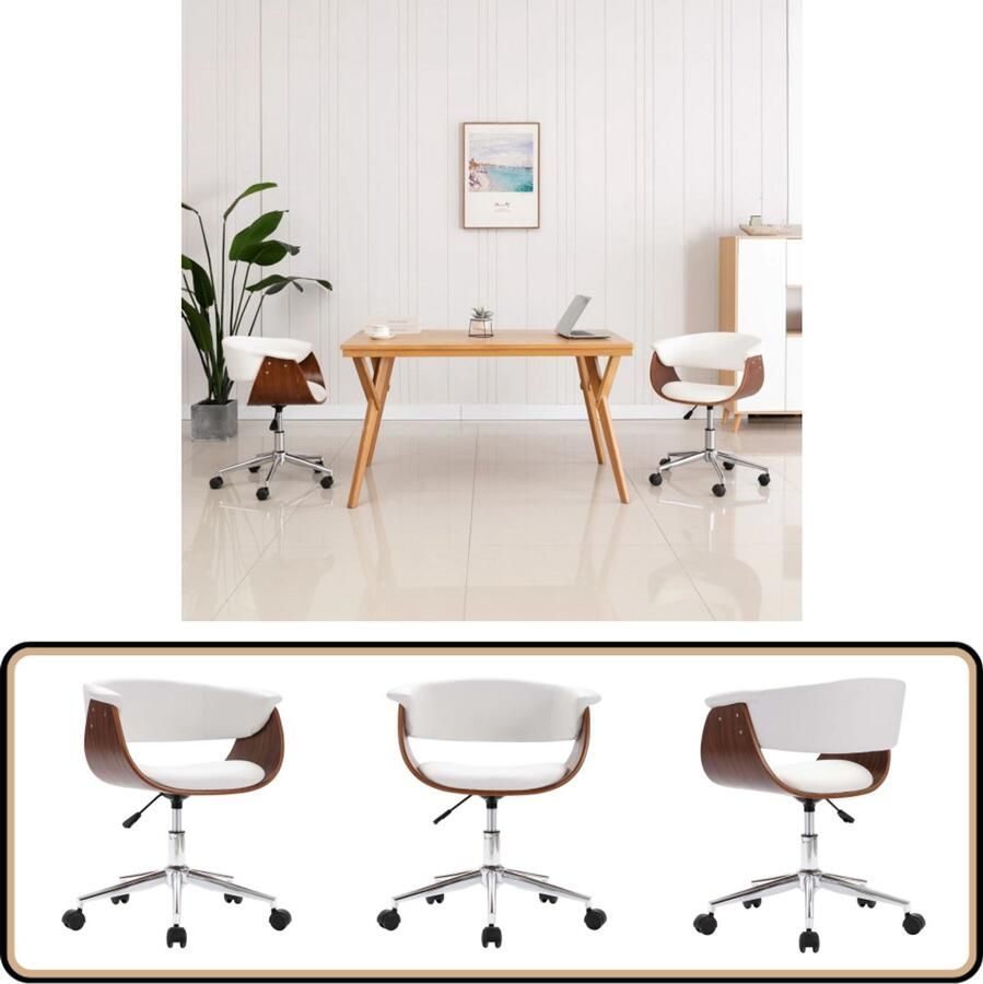 VidaXL Draaibare Eetkamerstoel Wit Kunstleer Eetkamerstoel Draaibare Stoel Kunstleder Stoel Witte Stoel Eetkamer Meubels Keukenstoel Bureaustool