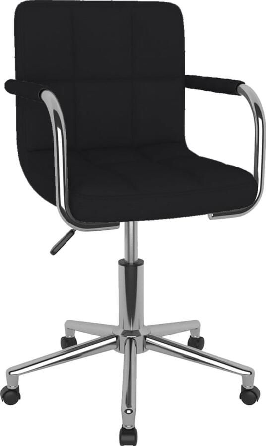 VidaXL Draaibare Eetkamerstoel Zwart Stof Modern Draaibare Eetkamerstoel Zwarte Eetkamerstoel Design Eetkamerstoel Modern Comfortabele Eetkamerstoel Met Gasveer Stijlvolle Eetkamerstoel - Foto 2