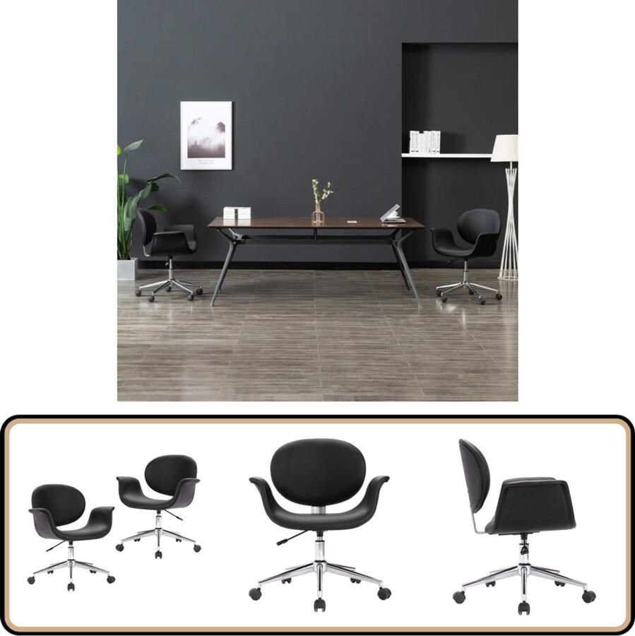 VidaXL Draaibare Eetkamerstoelen 2 st Zwart Eetkamerstoelen Draaibare Stoelen Kunstleder Meubels Zwarte Stoelen Eetkamersets Modern Design Comfortabele Stoelen