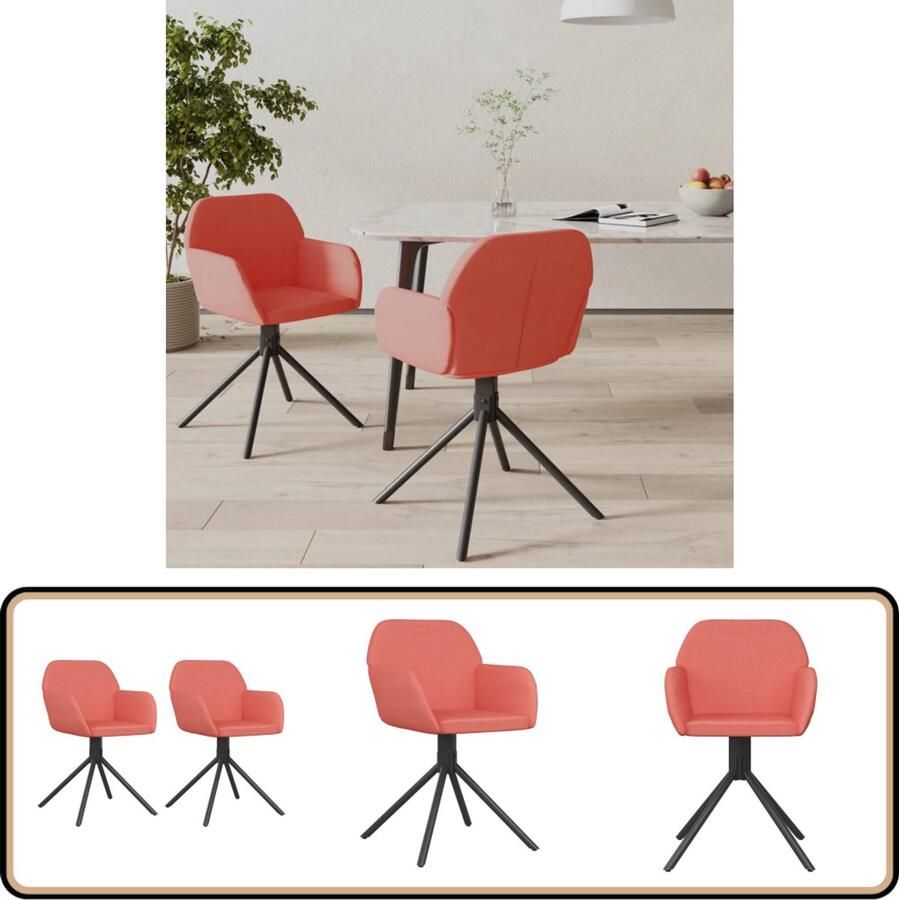 VidaXL Draaibare Eetkamerstoelen 2 stuks Roze Eetkamerstoel Draaibare Stoel Velvet Stoel Roze Stoel Elegante Stoel Comfortabele Stoel Salontafel