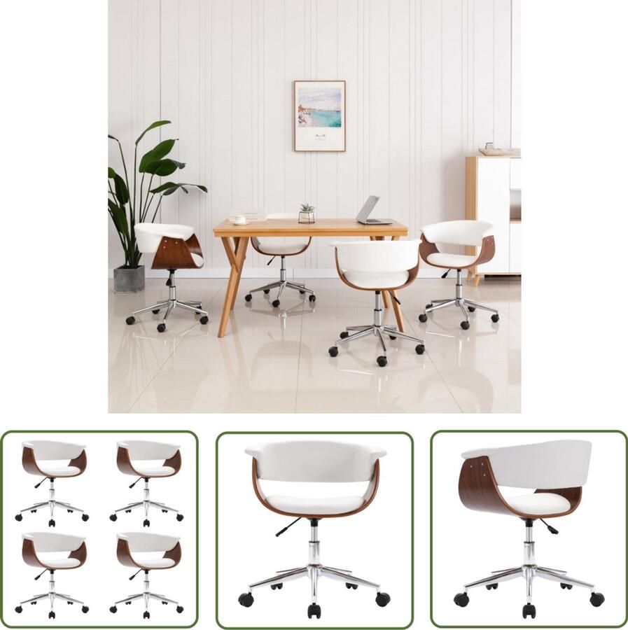VidaXL Draaibare Eetkamerstoelen 4 St Kunstleer Wit Eetkamerstoelen Draaibare Stoelen Witte Stoelen Kunstleder Meubels Modern Interieur Scandinavische Stijl Eetkamer Sets - Foto 2