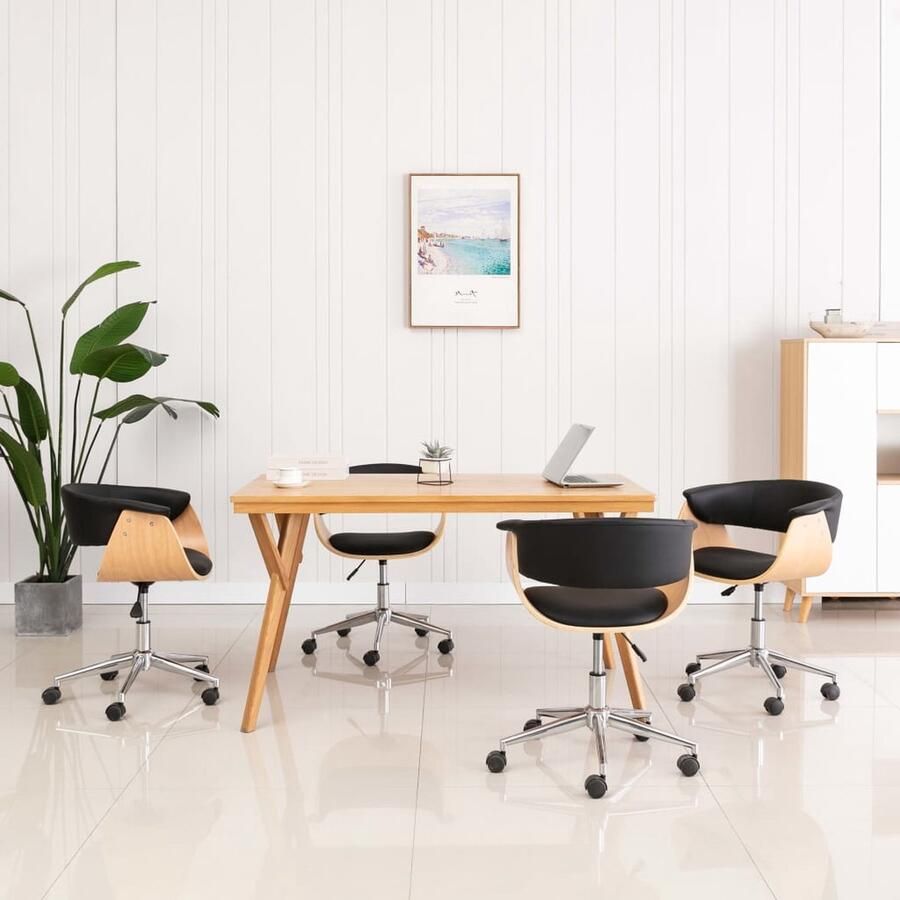 VidaXL Draaibare Eetkamerstoelen 4 st Kunstleer Zwart Eetkamerstoel Draaibare Stoel Zwarte Stoel Kunstlederen Stoel Eetkamer Meubels Dining Chairs Adjustable Height Chair - Foto 2