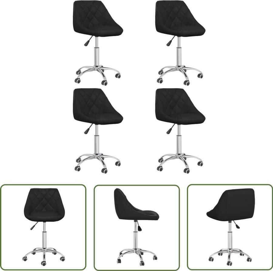 VidaXL Draaibare Eetkamerstoelen 4 st Zwart Eetkamerstoelen Draaibare Stoelen Zwarte Stoelen Kunstleder Meubels Design Stoelen Ergonomische Stoelen Dining Chairs