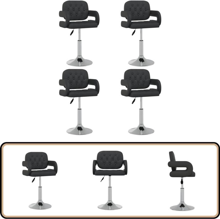 VidaXL Draaibare Eetkamerstoelen 4st Kunstleer Zwart Eetkamerstoelen Draaibare Stoelen Zwarte Stoelen Kunstleder Meubels Salonstoelen