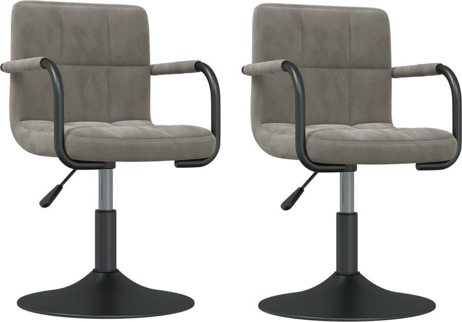 VidaXL Draaibare Eetkamerstoelen Fluweel Grijs Eettafelstoel Eetkamerstoel Draaibare Stoel Velours Stoel Zwarte Metalen Stoel