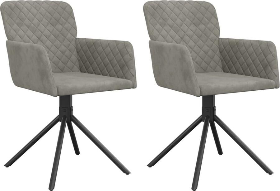 VidaXL Draaibare Eetkamerstoelen Set van 2 Eetkamerstoelen Draaibare Stoelen Velvet Stoelen Grijze Stoelen Luxe Stoelen