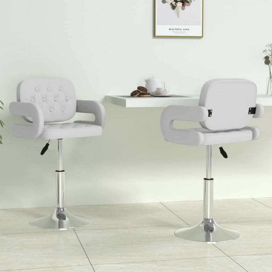 VidaXL Draaibare Eetkamerstoelen Set van 2 Wit Eetkamerstoel Draaibare Stoel Witte Stoel Kunstleder Stoel Eetkamer Meubels Comfortabele Stoel Modern Design Keukenstoel - Foto 2