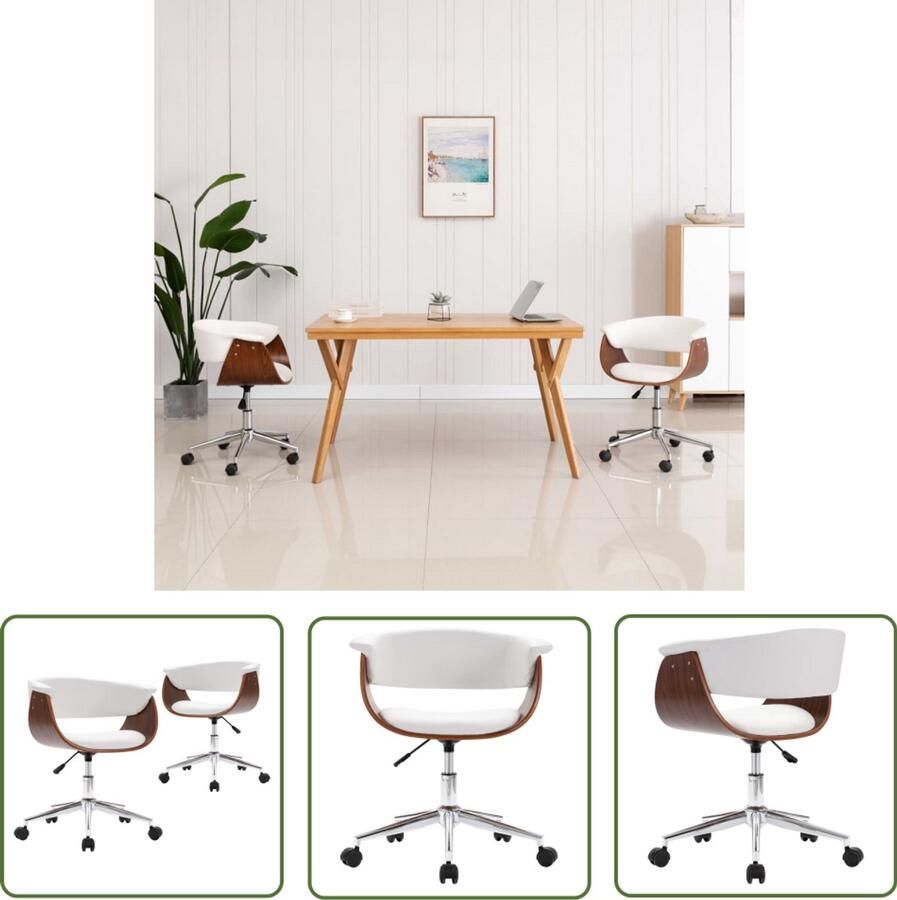 VidaXL Draaibare Eetkamerstoelen Set van 2 Wit Eetkamerstoel Draaibare Stoel Witte Stoel Kunstleder Stoel Ergonomische Stoel Dining Chair Bureaustoel