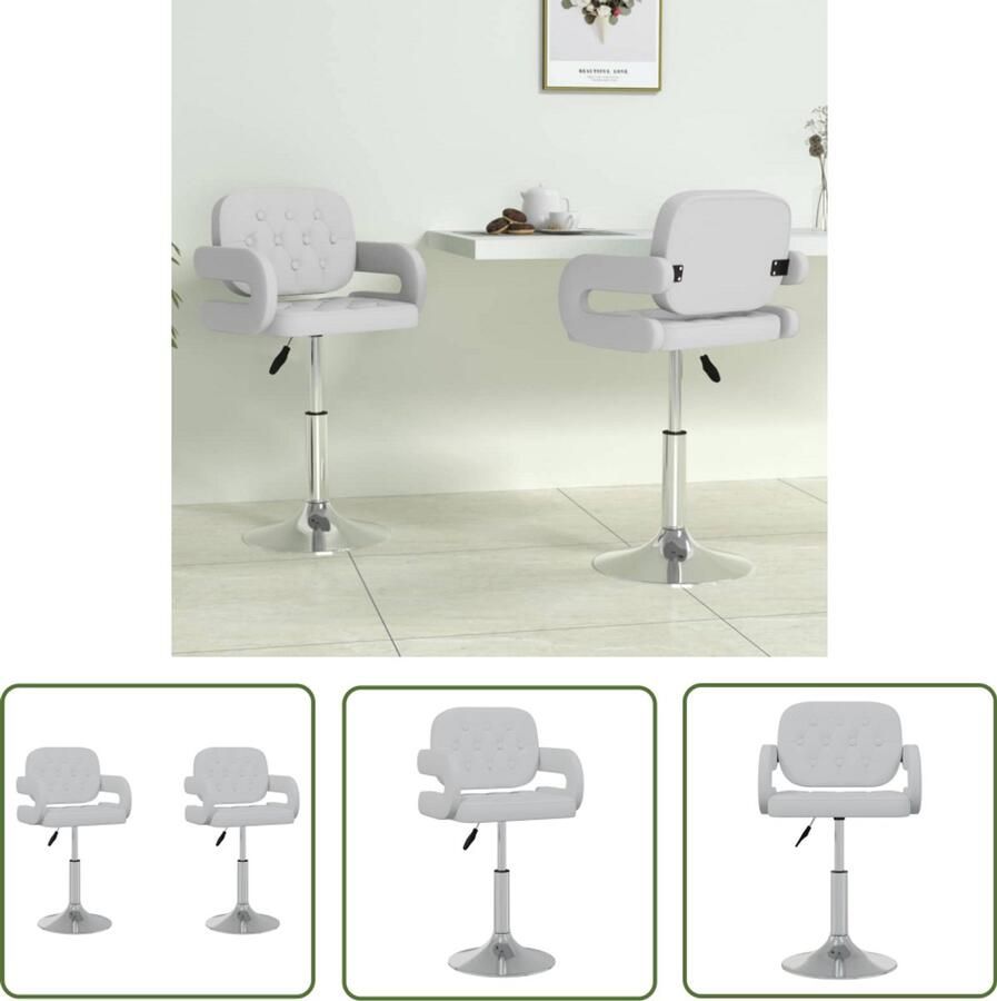 VidaXL Draaibare Eetkamerstoelen Set van 2 Wit Eetkamerstoel Draaibare Stoel Witte Stoel Kunstleder Stoel Eetkamer Meubels Comfortabele Stoel Modern Design Keukenstoel
