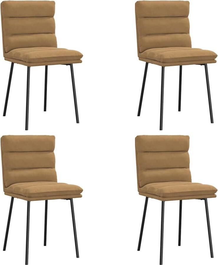 VidaXL Draaibare Eetkamerstoelen Set van 4 Eettafelstoel Eetkamerstoel Velours Stoel Moderne Stoel Bruine Stoel